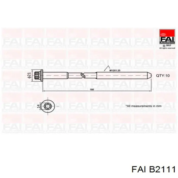 Болт головки блока циліндрів, ГБЦ FAI B2111 ціна, від 36.61 USD