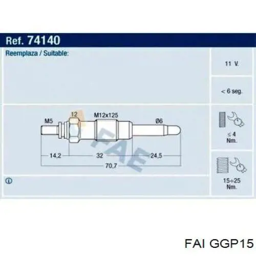 Свічка накалу GGP15 FAI