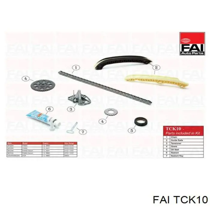 Ланцюг ГРМ, комплект FAI TCK10 ціна, від 97.53 USD
