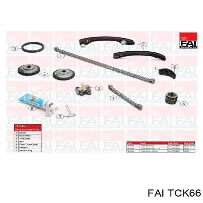 Ланцюг ГРМ, комплект FAI TCK66 ціна, від 108.58 USD