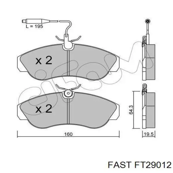 Колодки гальмівні передні, дискові FT29012 Fast