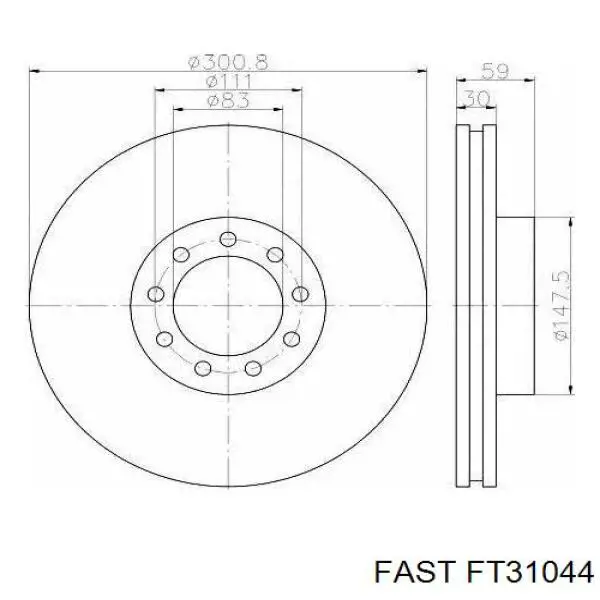 Диск переднього гальма Fast FT31044 ціна, від 59.70 USD