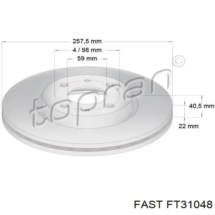 Диск переднього гальма Fast FT31048 ціна, від 26.61 USD