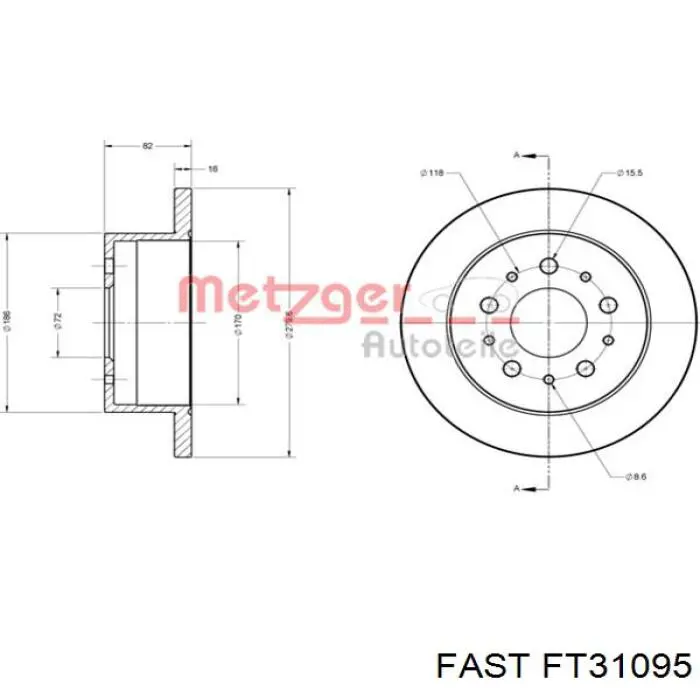 Задні дискові гальма Fast FT31095 ціна, від 42.36 USD