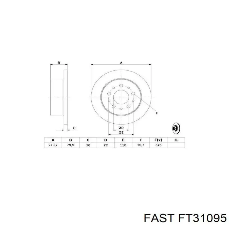 Купити FT31095 Fast Диск заднього гальма