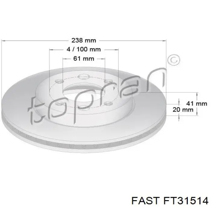 Диск переднього гальма Fast FT31514 ціна, від 20.32 USD