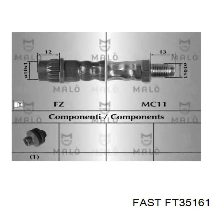 Шланг гальмівний передній FT35161 Fast