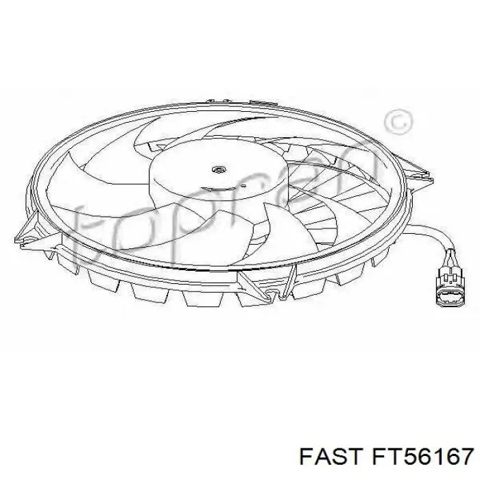 Електровентилятор охолодження в зборі (двигун + крильчатка), лівий FT56167 Fast