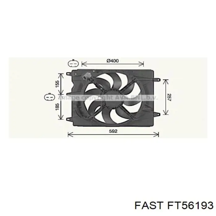 Купити FT56193 Fast Дифузор радіатора охолодження, в зборі з двигуном і крильчаткою