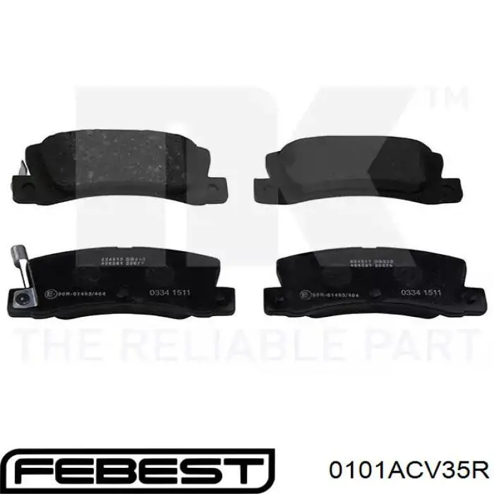 Купити 0101ACV35R Febest Задні колодки