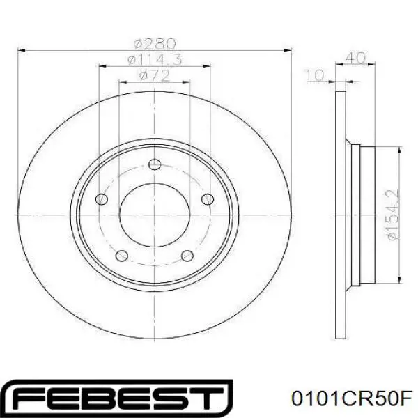 Купити 0101CR50F Febest Колодки гальмівні передні, дискові
