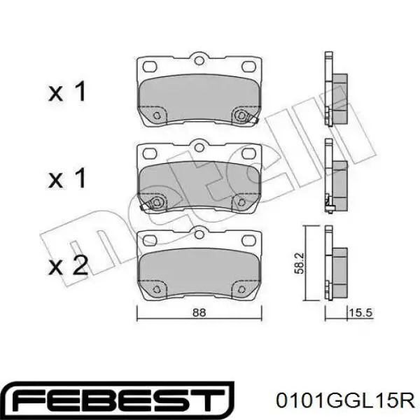 Задні гальмівні колодки Febest 0101GGL15R ціна, від 15.82 USD
