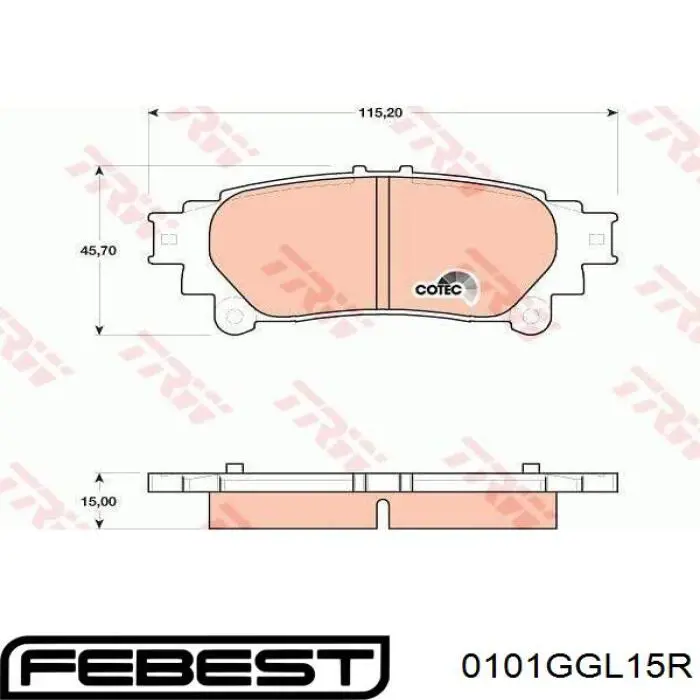 Купити 0101GGL15R Febest Задні колодки