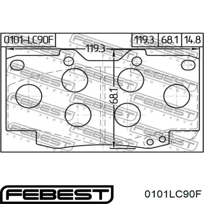 Колодки гальмівні передні, дискові 0101LC90F Febest