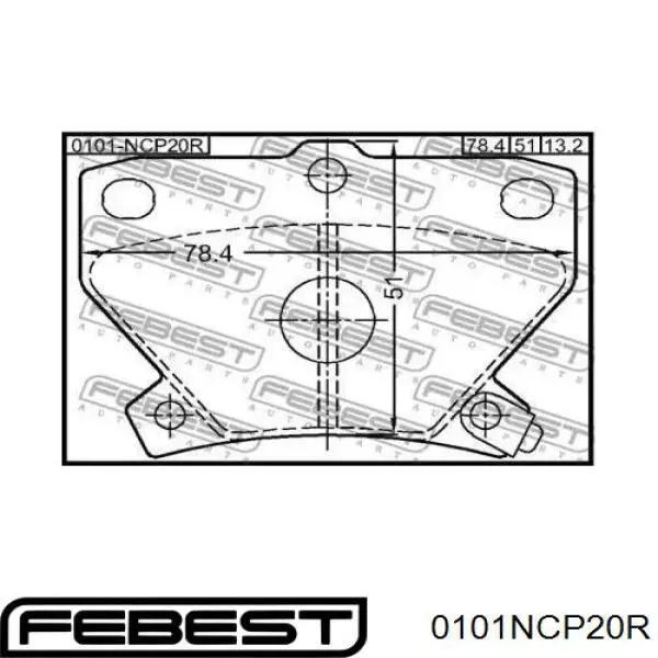 Колодки гальмові задні, дискові 0101NCP20R Febest