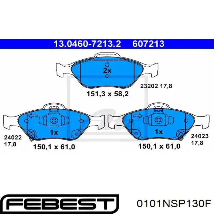 Гальмівні колодки Febest 0101NSP130F ціна, від 25.47 USD