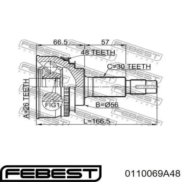 ШРУС наружный FEBEST 0110069A48