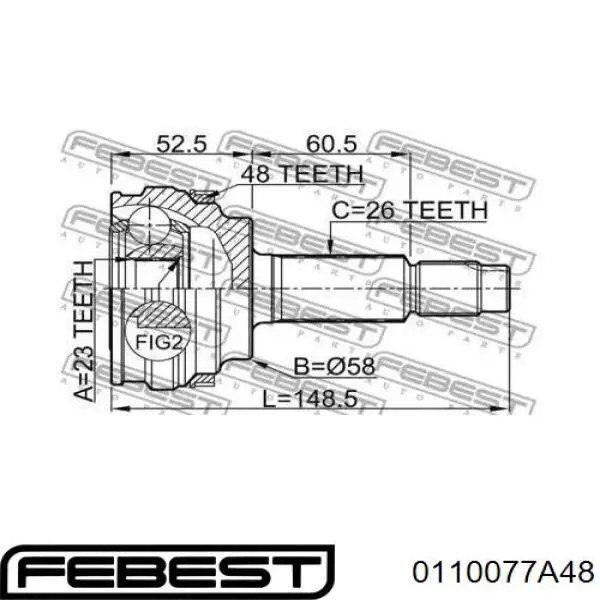 Граната колісна Febest 0110077A48 ціна, від 30.02 USD