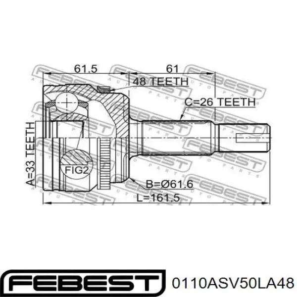 ШРУС зовнішній передній 0110ASV50LA48 Febest