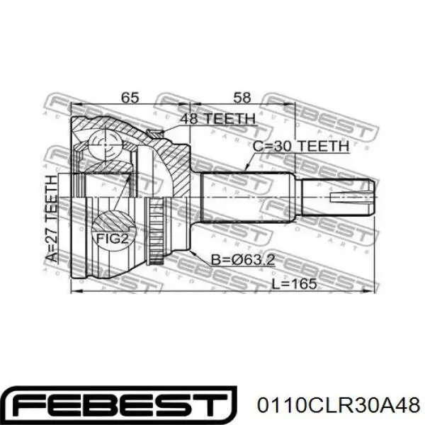 Купити 0110CLR30A48 Febest Шарнір приводу зовнішній