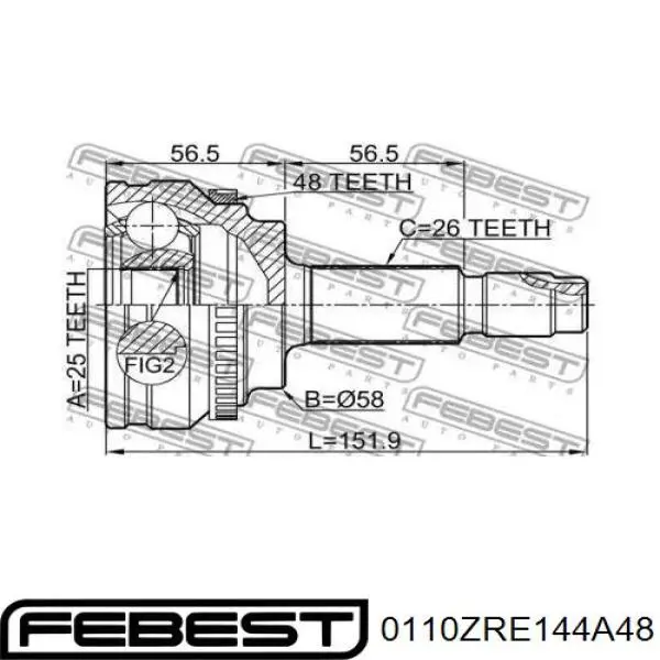 Граната колісна Febest 0110ZRE144A48 ціна, від 21.30 USD