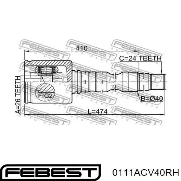 ШРКШ внутрішній, передній, правий Febest 0111ACV40RH ціна, від 101.14 USD