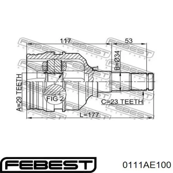 ШРКШ внутрішній, передній Febest 0111AE100 ціна, від 36.55 USD