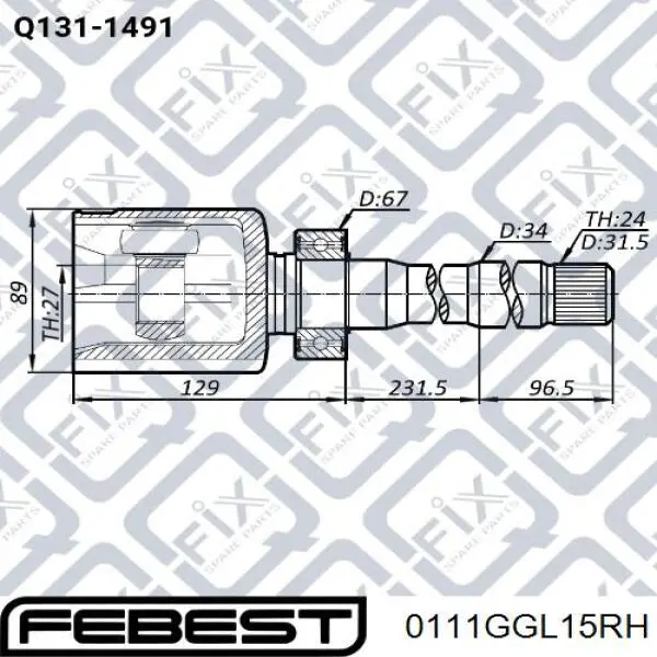 T434100E040 Market (OEM) ШРКШ внутрішній, передній, правий