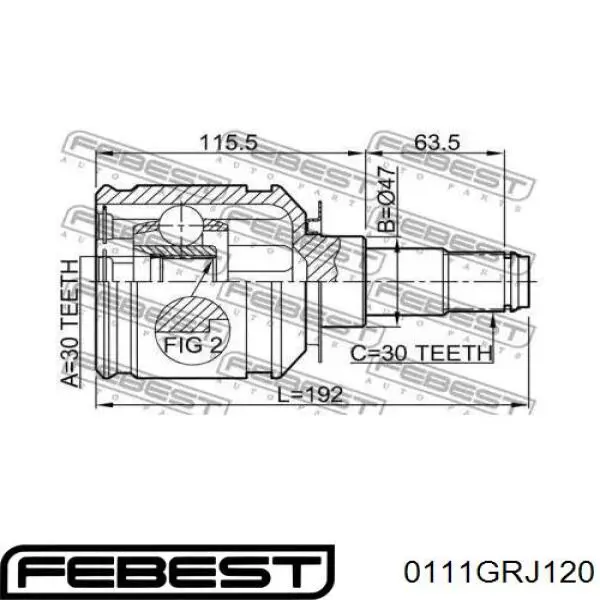 Купити 0111GRJ120 Febest Граната внутрішня ліва