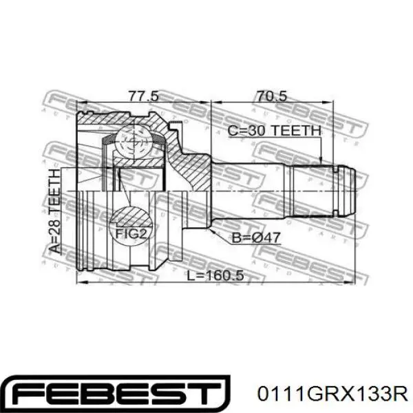 ШРУС внутрішній, задній Febest 0111GRX133R ціна, від 49.81 USD