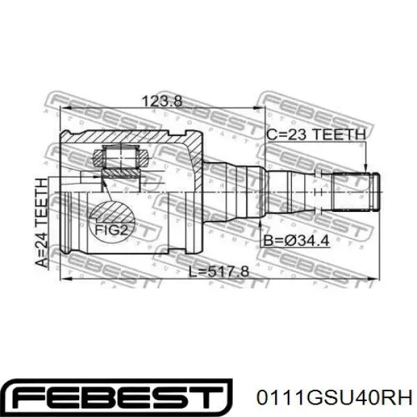 ШРУС внутрішній, передній, правий 430300W050 Toyota