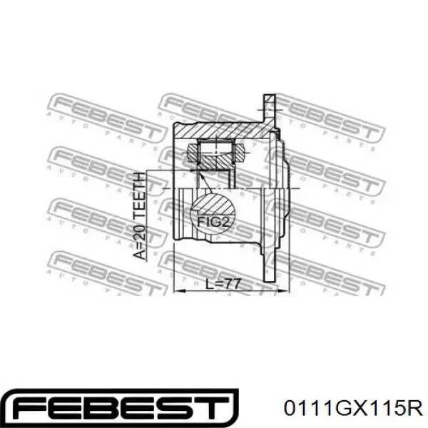 ШРУС внутрішній, задній Febest 0111GX115R ціна, від 65.87 USD