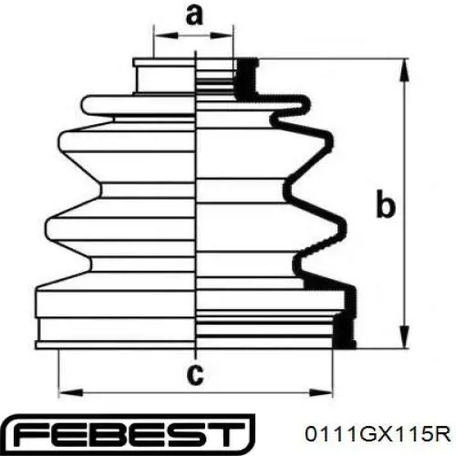 Купити 0111GX115R Febest ШРКШ внутрішній, задній