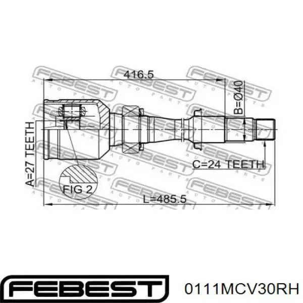 ШРУС внутрішній, передній, правий Febest 0111MCV30RH
