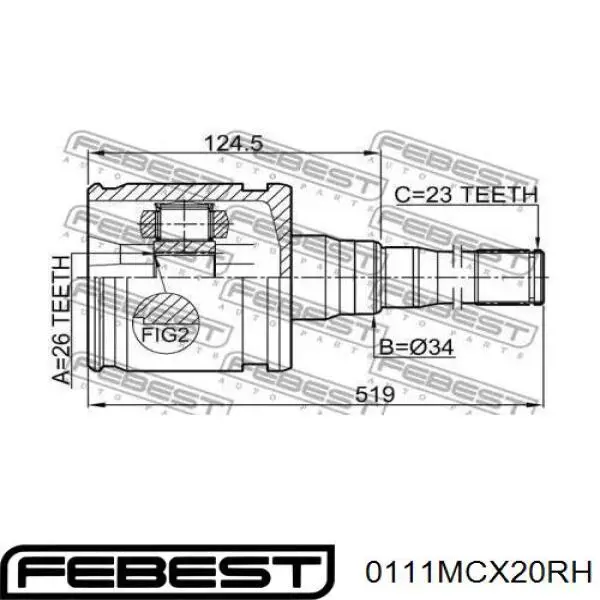 Купити 0111MCX20RH Febest ШРУС внутрішній правий