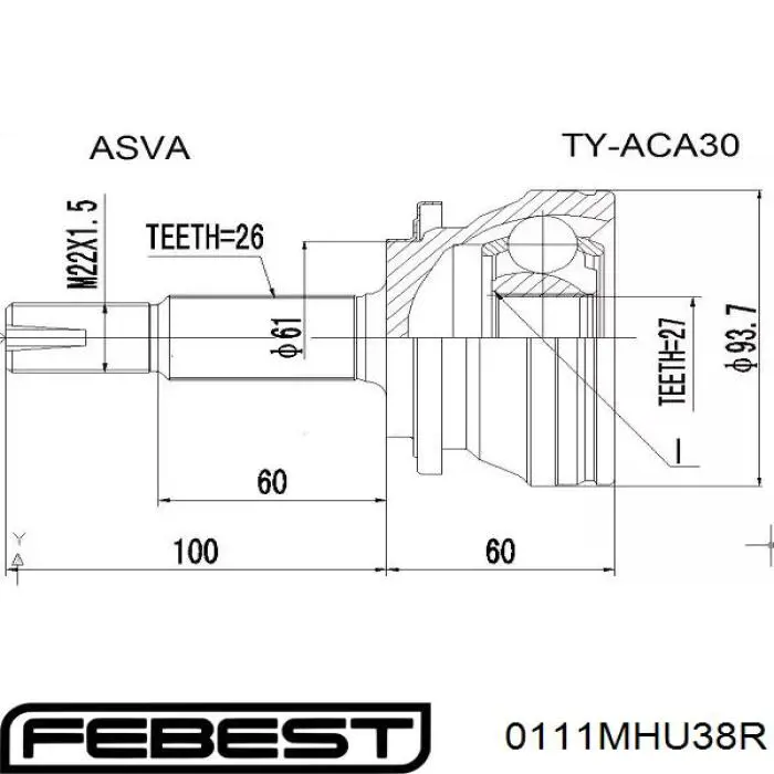 Купити 0111MHU38R Febest ШРКШ внутрішній, задній