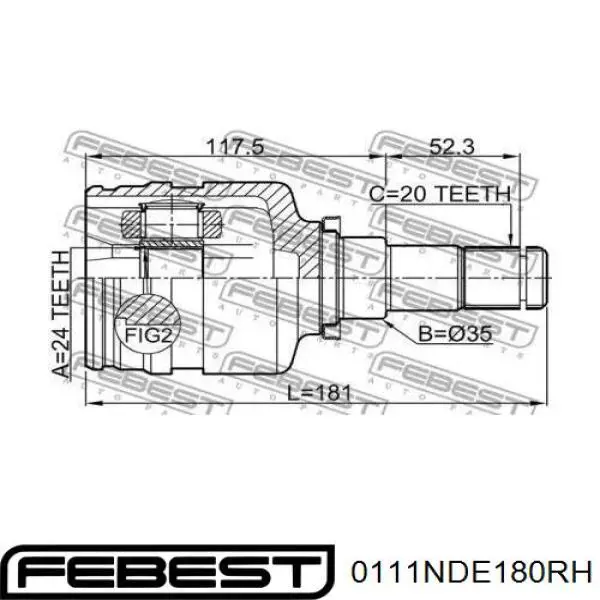 ШРУС внутрішній, передній, правий 0111NDE180RH Febest