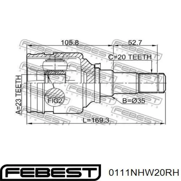 Граната внутрішня ліва 0111NHW20RH Febest