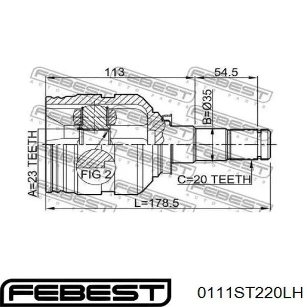 Шарнір кутових швидкостей передній лівий Febest 0111ST220LH ціна, від 37.70 USD
