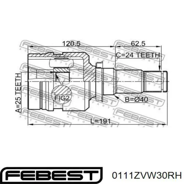 ШРУС внутрішній правий G82012PC Pascal