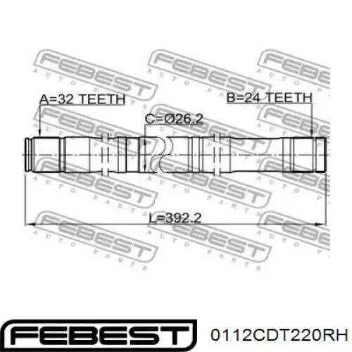 Купити 0112CDT220RH Febest Піввісь права