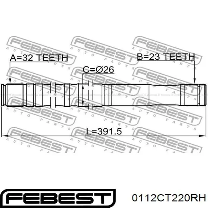 Піввісь передня, права Febest 0112CT220RH ціна, від 48.62 USD
