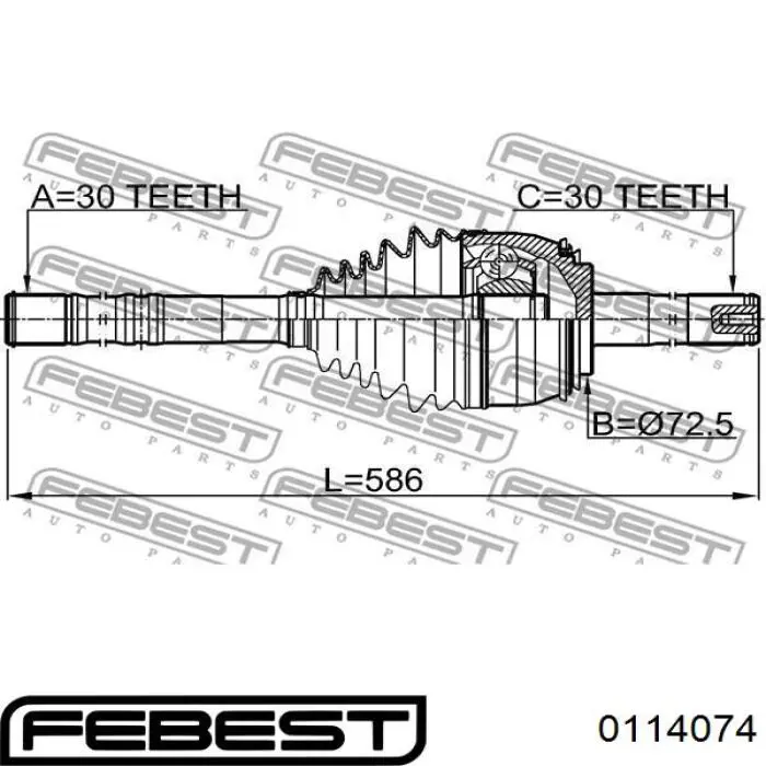 ШРУС зовнішній передній 0114074 Febest