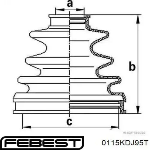 Пильник ШРУСа внутрішній 0115KDJ95T Febest