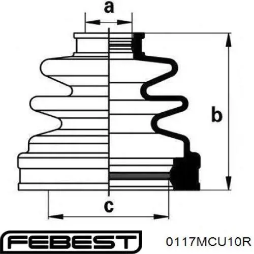Купити 0117MCU10R Febest Пильник ШРКШ зовнішній, задньої півосі