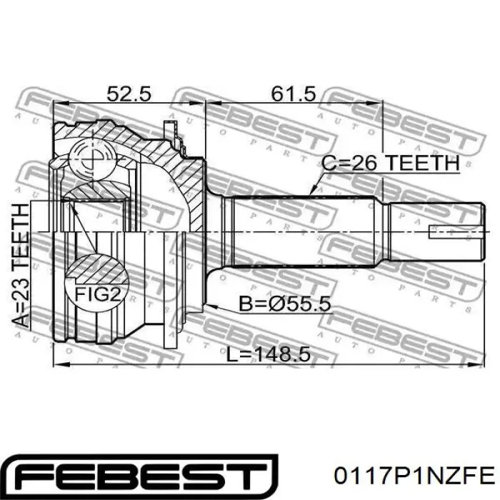 Купити 0117P1NZFE Febest Пильник шарніра приводу
