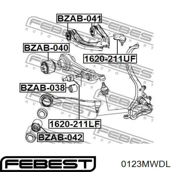 Купити 0123MWDL Febest Лінк стабілізатора, переднього, лівий