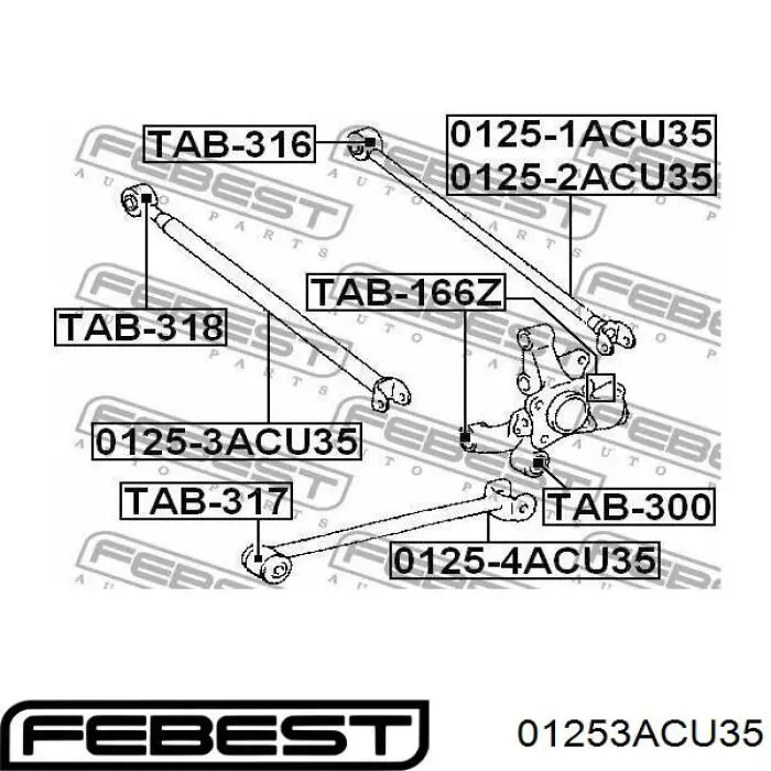 Тяга поперечна задньої підвіски 01253ACU35 Febest