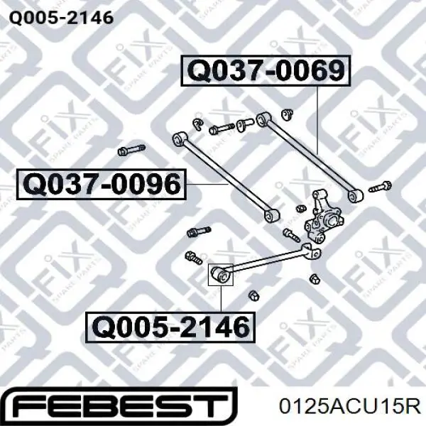 Тяга поздовжня задньої підвіски 0125ACU15R Febest