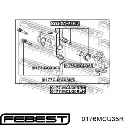 Поршень супорту гальмівного, заднього Febest 0176MCU35R ціна, від 8.46 USD